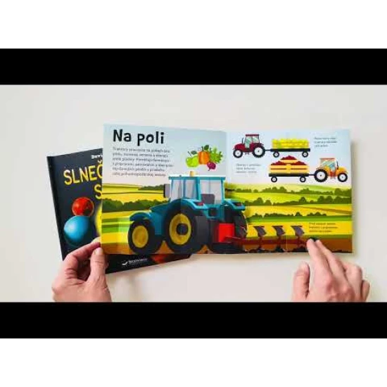 Detská pop-up kniha o traktoroch a pracovných strojoch s priestorovými ilustráciami