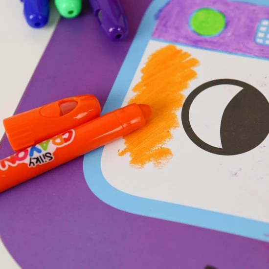 Farebné jemné umývateľné voskovky pre deti v praktickom boxe – 24 kusov