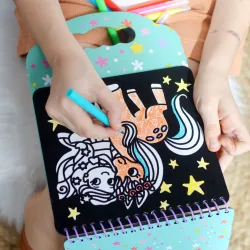 Zamatové maľovanie Jednorožce 6 obrázkov 8 fixiek