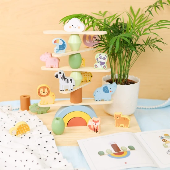 Drevená balančná hra pre deti Zvieratá Pastel Tooky Toy