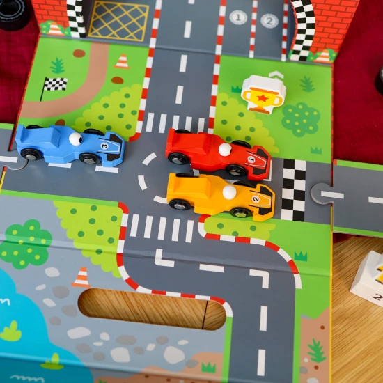 Pretekárská dráha puzzle v kufríku Tooky Toy