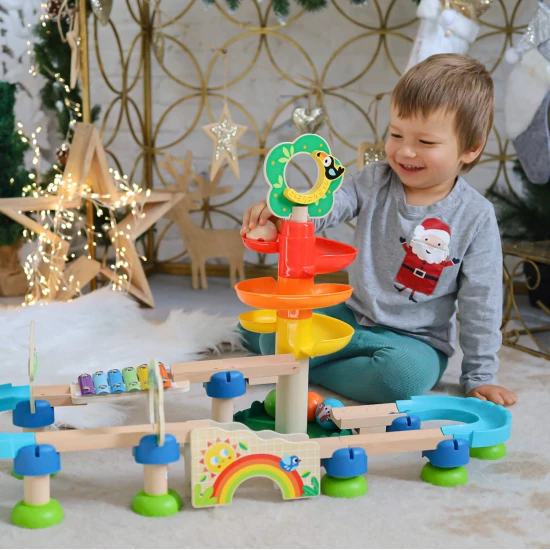 Drevená guličková dráha Strom 44 ks Drevené hračky Tooky Toy