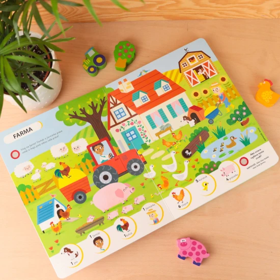 Hľadaj a spoznávaj s touto zvukovou knihou zvieratá z rušnej farmy!