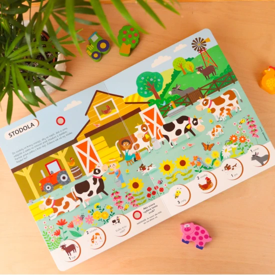 Hľadaj a spoznávaj s touto zvukovou knihou zvieratá z rušnej farmy!