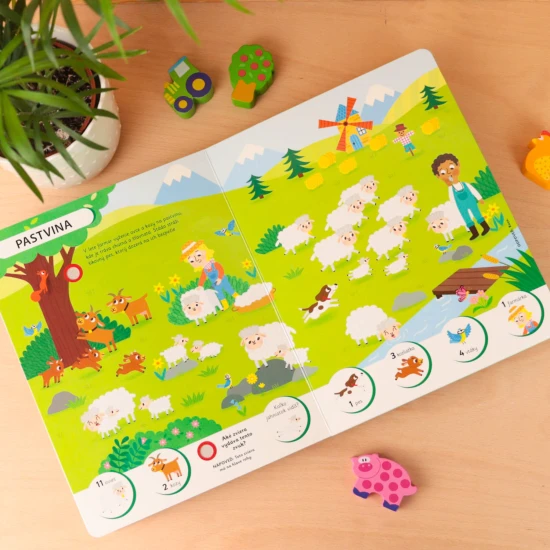 Hľadaj a spoznávaj s touto zvukovou knihou zvieratá z rušnej farmy!