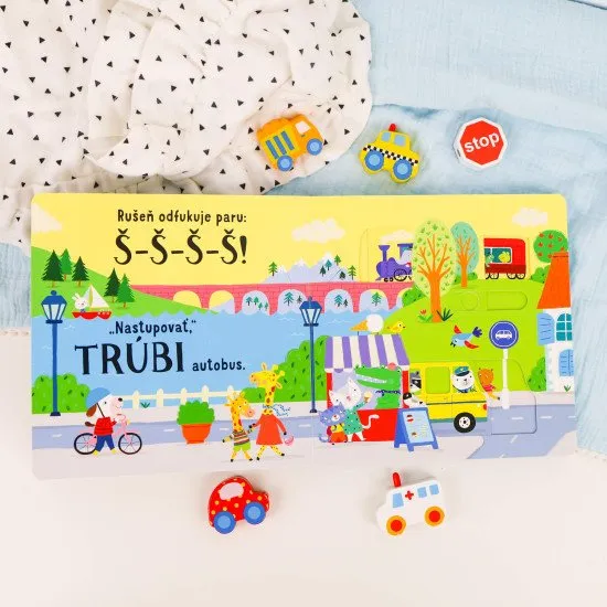 Pozri sa na stránky, posuň obrázky a vypočuj si k nim zvuky najrôznejších dopravných prostriedkov.