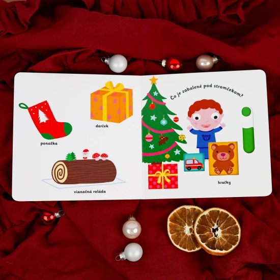 Leporelo o Vianociach s pohyblivými prvkami precvičí jemnú motoriku.