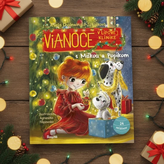 Kniha Vianoce v Lipovej klinike s Miškou a Popíkom – adventná kniha pre deti s 24 zimnými a vianočnými príbehmi, hádankami a pesničkami.