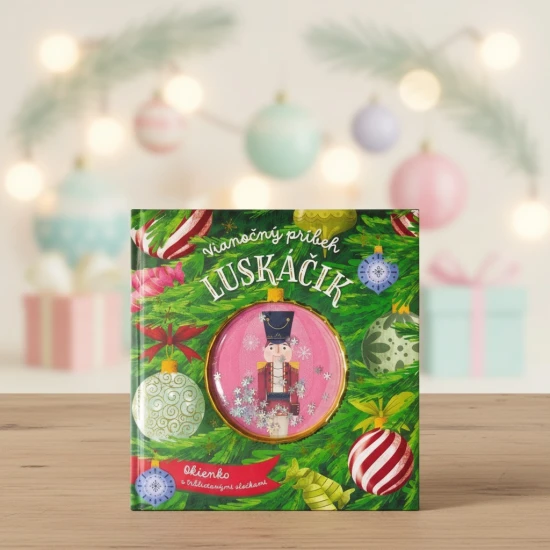 Luskáčik detská vianočná kniha s trblietavým okienkom a krásnymi ilustráciami