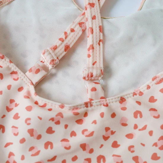 Detské dievčenské plavky UPF 50+ Leopard staroružový Swim Essentials