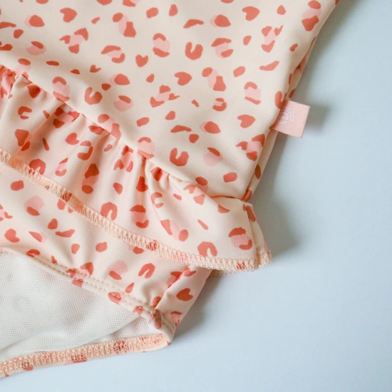 Detské dievčenské plavky UPF 50+ Leopard staroružový Swim Essentials