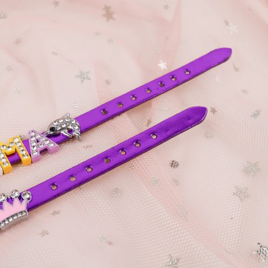 Tmavofialový detský náramok s menom METALIC Nojomojo