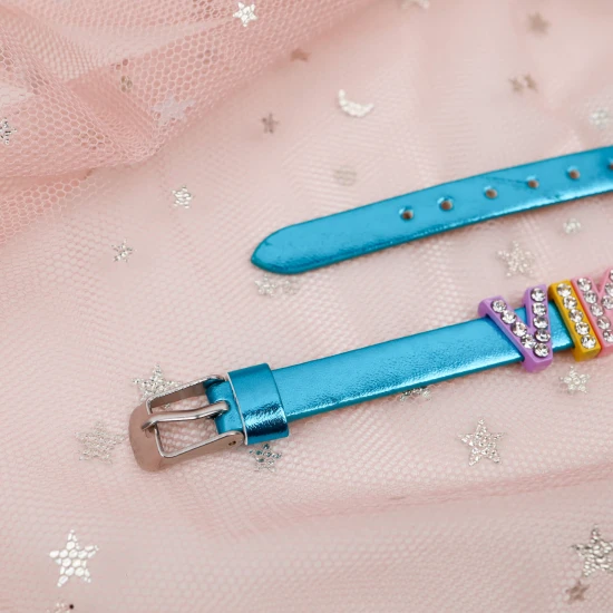 Modrý detský náramok s menom METALIC Nojomojo