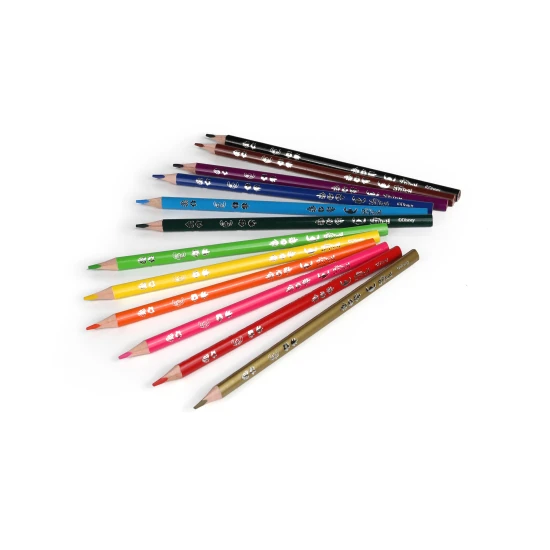 Trojhranné pastelky Stitch Blue s 12 farbami a lepenou tuhou, vhodné pre deti