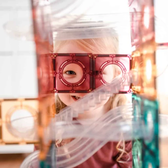 CONNETIX Pastel Ball Run Pack sada – 106-dielny set na stavbu zábavných dráh