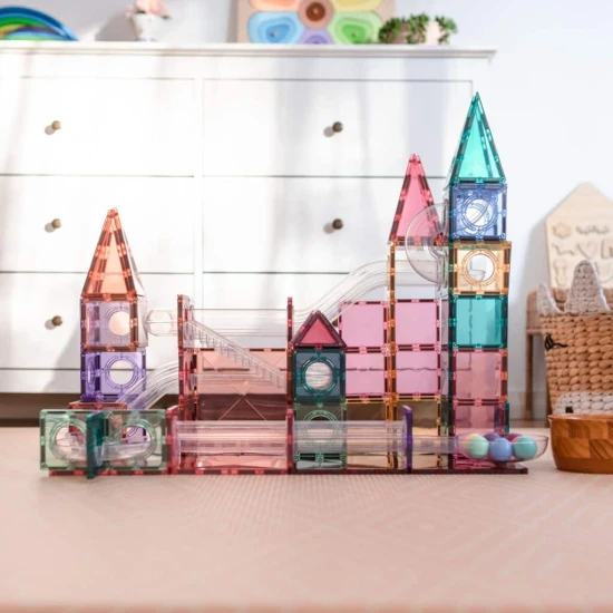 CONNETIX Pastel Ball Run Pack sada – 106-dielny set na stavbu zábavných dráh