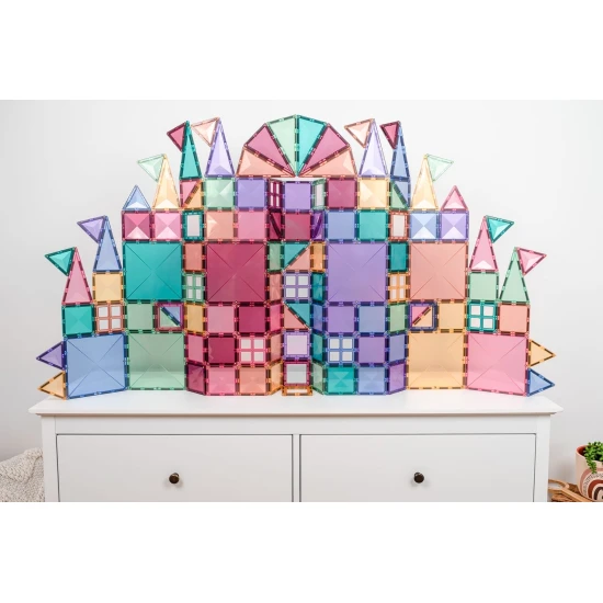 120-dielna pastelová kreatívna sada CONNETIX s rôznymi tvarmi a pastelovými farbami