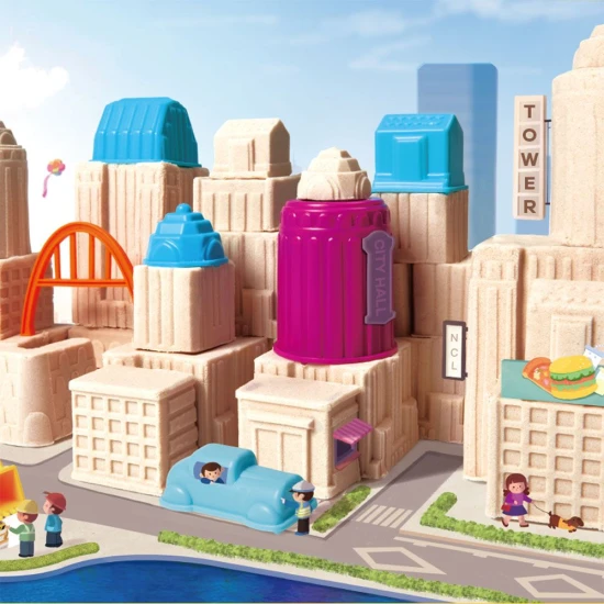 Sada na kinetický piesok pre deti – formičky, nástroje a stavebné autíčka