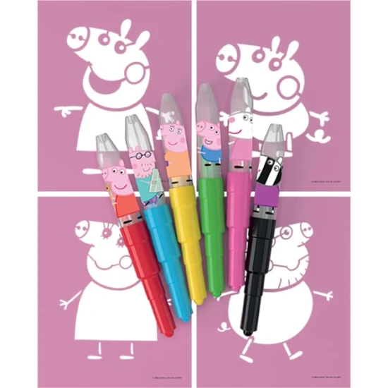 Detská sada fúkacích fixiek Peppa Pig s farebnými šablónami a rozprávkovými motívmi
