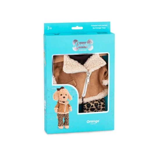 Lucky Doggy oblečenie pre psíka Leopard Fur Outfit – zimná bunda, tričko a leopardie nohavice pre plyšového psíka