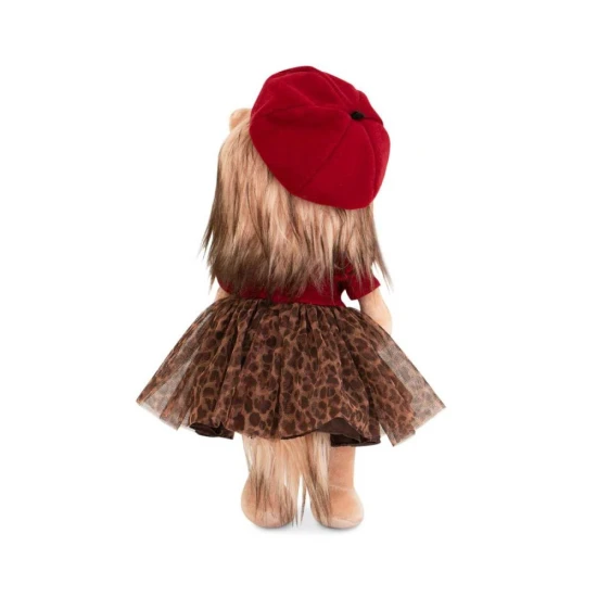 Plyšový psík yorkšírka Lucky Doggy Yoyo Mademoiselle v leopardích šatách s baretom