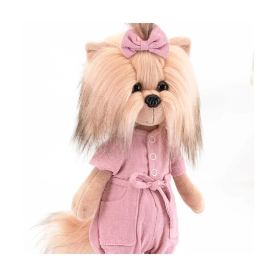 Plysovy psik Lucky Doggy Yoyo yorksir v ruzovych satach – 38 cm