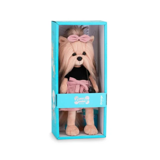Plyšový psík yorkšírka Lucky Doggy Yoyo Perfect Look v čiernom tope a ružovej sukničke