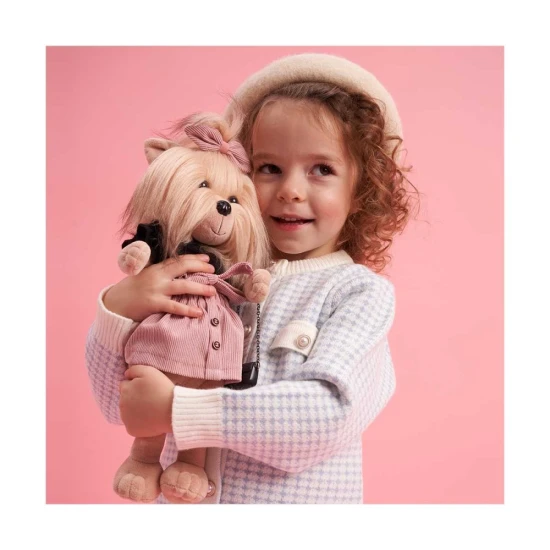 Plyšový psík yorkšírka Lucky Doggy Yoyo Perfect Look v čiernom tope a ružovej sukničke