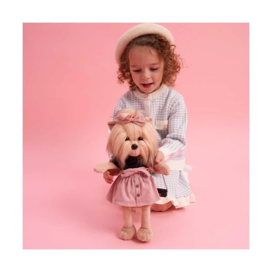 Plyšový psík yorkšírka Lucky Doggy Yoyo Perfect Look v čiernom tope a ružovej sukničke