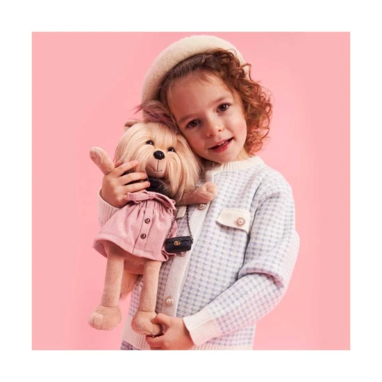 Plyšový psík yorkšírka Lucky Doggy Yoyo Perfect Look v čiernom tope a ružovej sukničke