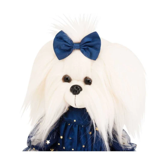 Plyšový psík maltézska fenka Lucky Doggy Mimi Sky Full of Stars v modrých tylových šatách s mašľou