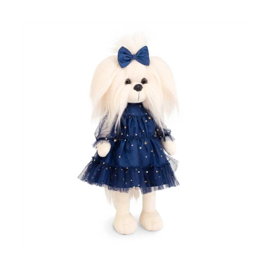 Plyšový psík maltézska fenka Lucky Doggy Mimi Sky Full of Stars v modrých tylových šatách s mašľou
