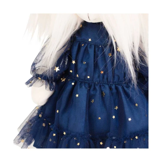 Plyšový psík maltézska fenka Lucky Doggy Mimi Sky Full of Stars v modrých tylových šatách s mašľou