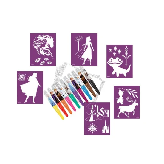 Kreatívny set Ľadové kráľovstvo – fúkacie fixky a šablóny