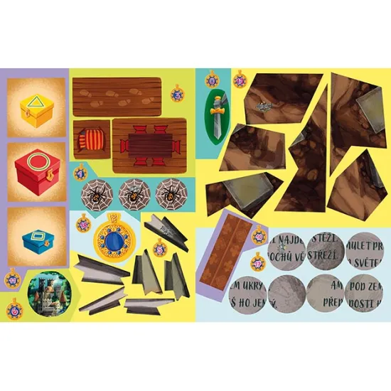 Samolepková únikovka pre deti, strašidelný hrad, riešenie úloh a hľadanie stôp s pomocou samolepiek.