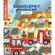 Farebná samolepková knižka Hasiči s obrázkami hasičských áut, zásahov a záchranných situácií.