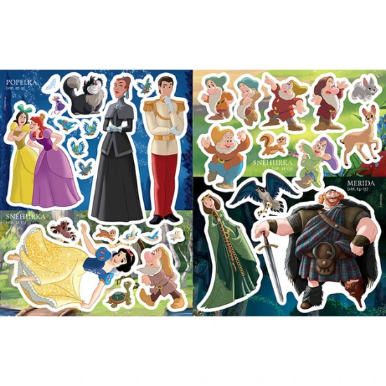 Hravá a farebná samolepková knižka, ktorá vtiahne deti do sveta Disney princezien. 