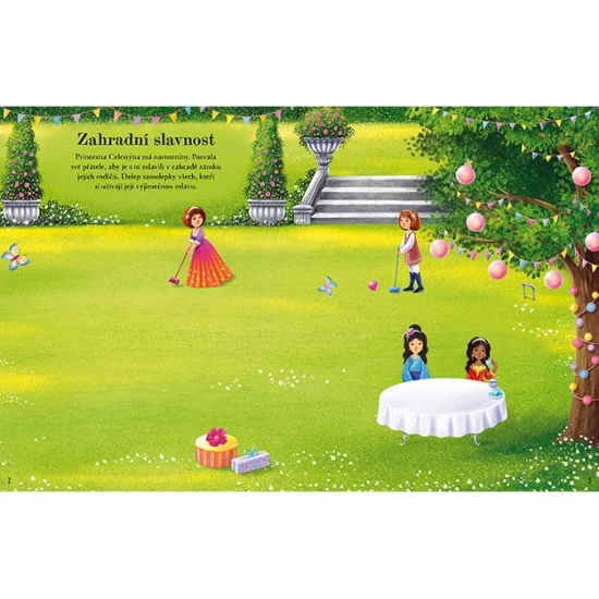 Hravá a farebná samolepková knižka, ktorá vtiahne deti do sveta princezien.