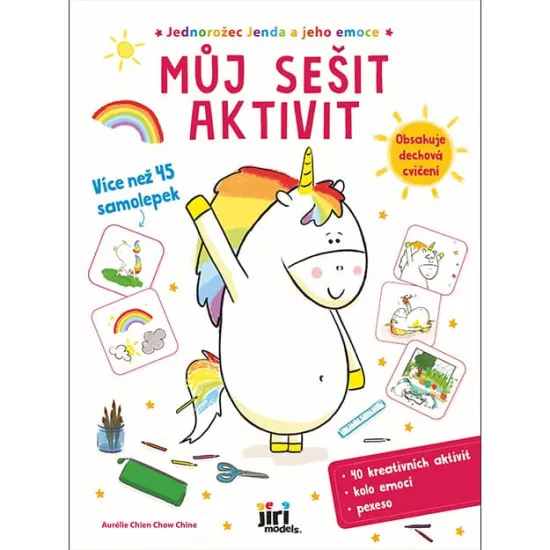 Můj sešit aktivit Jednorožec Jenda zavedie deti do kúzelného sveta jednorožcov. Sešit obsahuje farebné obrázky jednorožcov, hádanky, logické úlohy, farebné stránky na maľovanie a mnoho ďalších zábavných aktivít. Deti sa budú môcť zabaviť a zárove