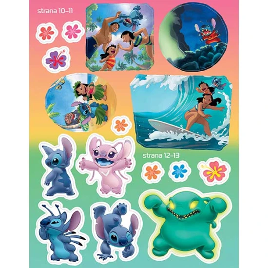 Hravá a farebná samolepková knižka, ktorá vtiahne deti do sveta Lilo a Stitch.