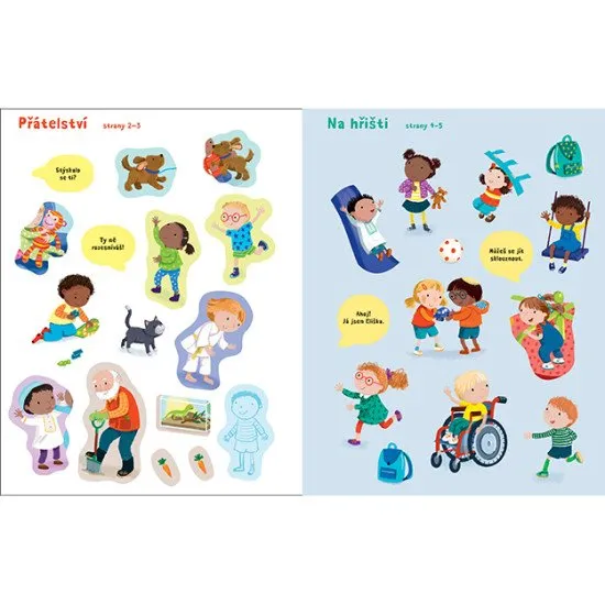 Ako vyzerá zábava s kamarátmi? Krásne ilustrovaný nálepkový zošit zaujme každé dieťa.