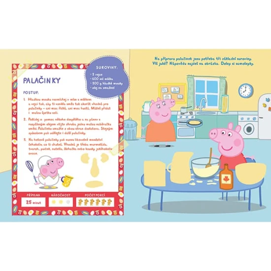Samolepkový zošit Peppa Pig s receptami a voňavými samolepkami. 