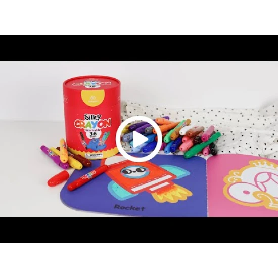 Farebné jemné umývateľné voskovky pre deti v praktickom boxe – 24 kusov