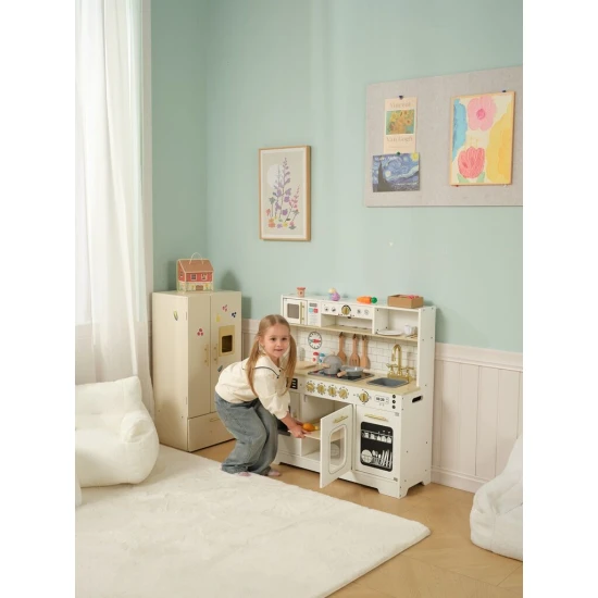 Detska drevena kuchynka velka so svetlom a doplnkami z FSC dreva