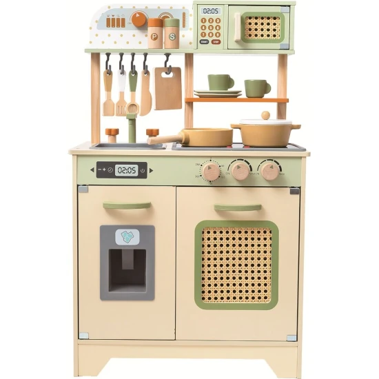 Detska drevena kuchynka 2Kids Toys Sweet so sporakom, mikrovlnkou, kavovarom a doplnkami