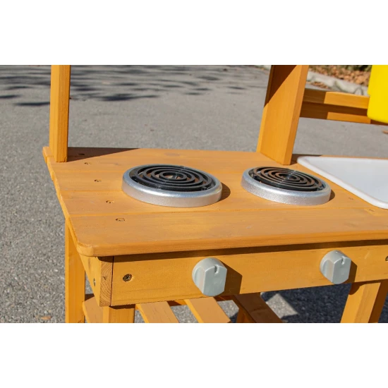 Drevená záhradná kuchynka s drezom