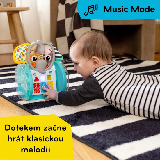 Baby Einstein Hudobný slon Váľajte sa, skúmajte a učte sa s interaktívnou plaziacou hračkou Baby Einstein.