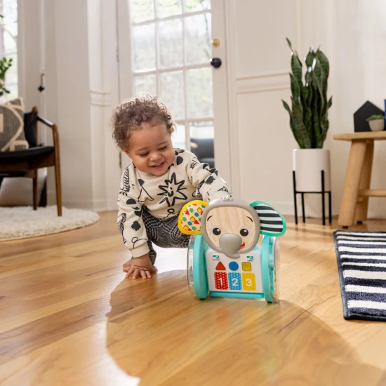 Baby Einstein Hudobný slon Váľajte sa, skúmajte a učte sa s interaktívnou plaziacou hračkou Baby Einstein.