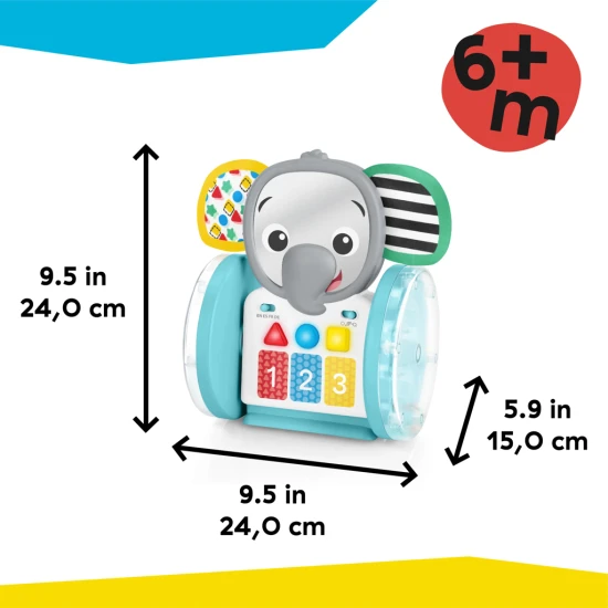 Baby Einstein Hudobný slon Váľajte sa, skúmajte a učte sa s interaktívnou plaziacou hračkou Baby Einstein.