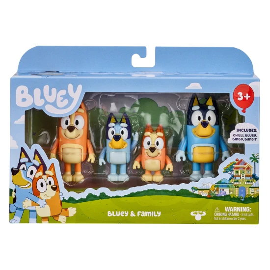 Bluey Rodina 4 ks – figúrky Bluey, Bingo, Chilli a Bandit